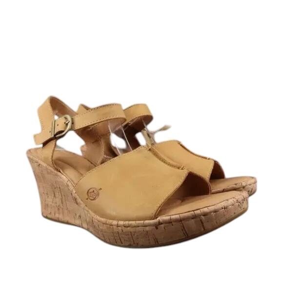 Born Shoes Women 11 Sandal Wedge Leather Ankle Strap Open Toe Agnio Cork Comfort - Picture 15 of 15